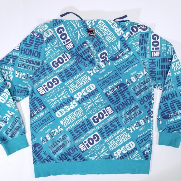 361˚ USA Blue Turquoise All-over Print Hoodie - Picture 7 of 12